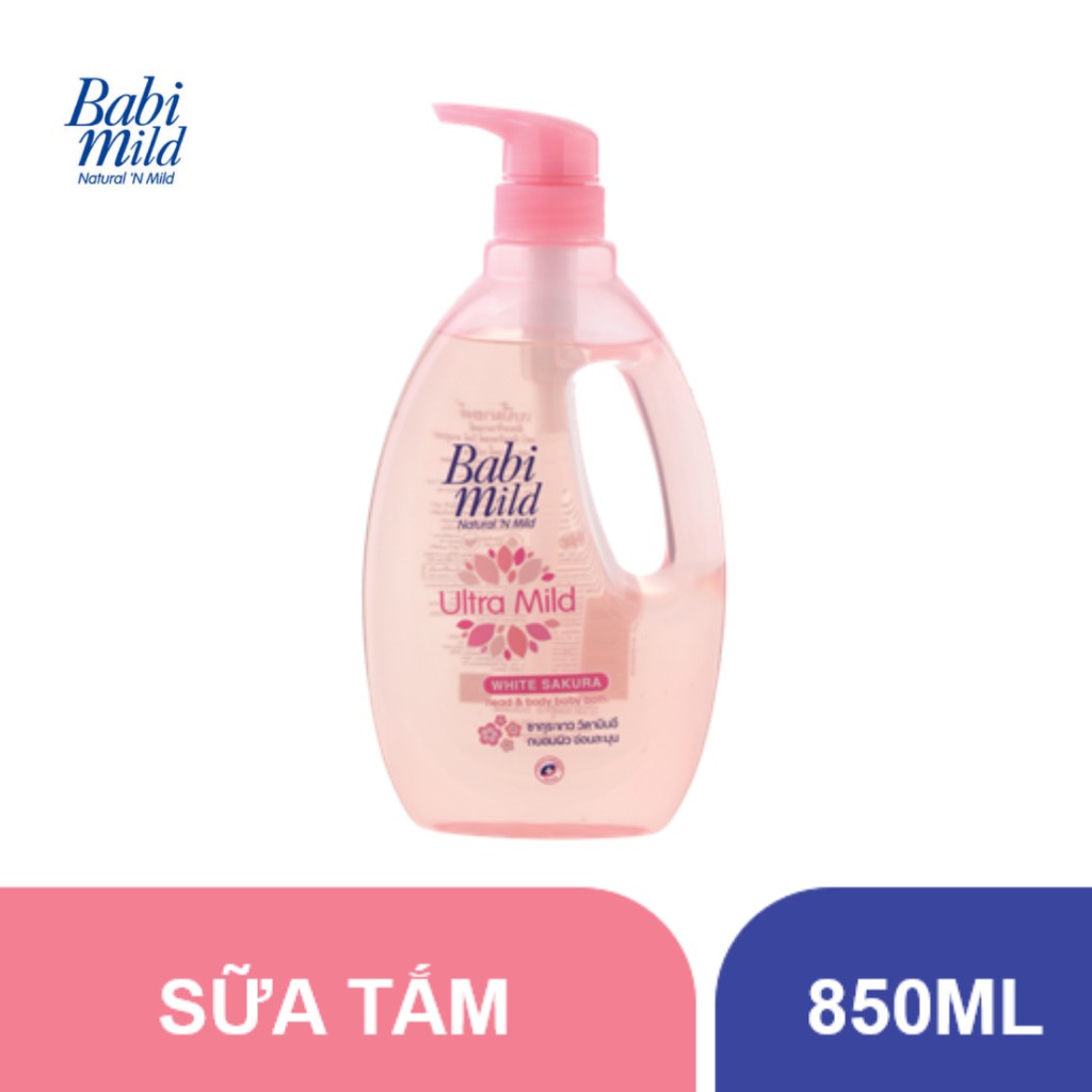 [Mua 1 Tặng 1] Sữa Tắm Em Bé Babi Mild White Sakura 850ml Tặng Chai Cùng Loại - 540019721