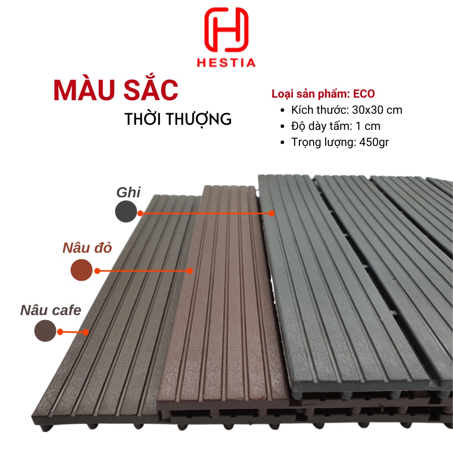 Vỉ Nhựa Lót Sàn Giả Gỗ T- Basic- Chuyên dụng cho Ban Công, Nhà Tắm, Bể Bơi, Sân Vườn, Chống Nước.