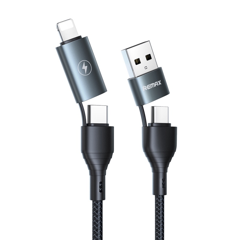 Cáp Sạc Remax 1.2m 2.4a 3a Bện Dây Nylon 4 Trong 1 Cổng Usb Type C Sang Type C