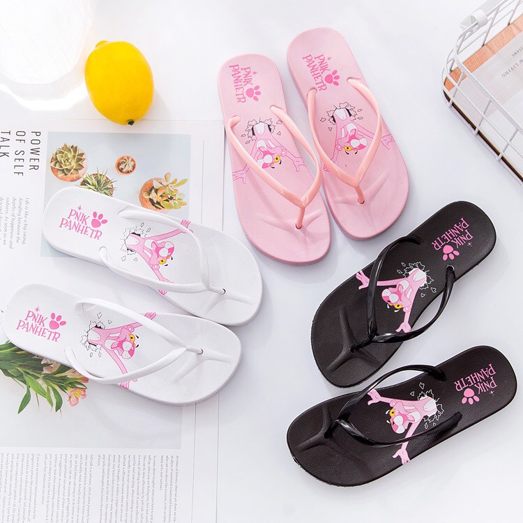Dép Xỏ Ngón Đi Biển In Hoạt Hình Dễ Thương Màu Đen