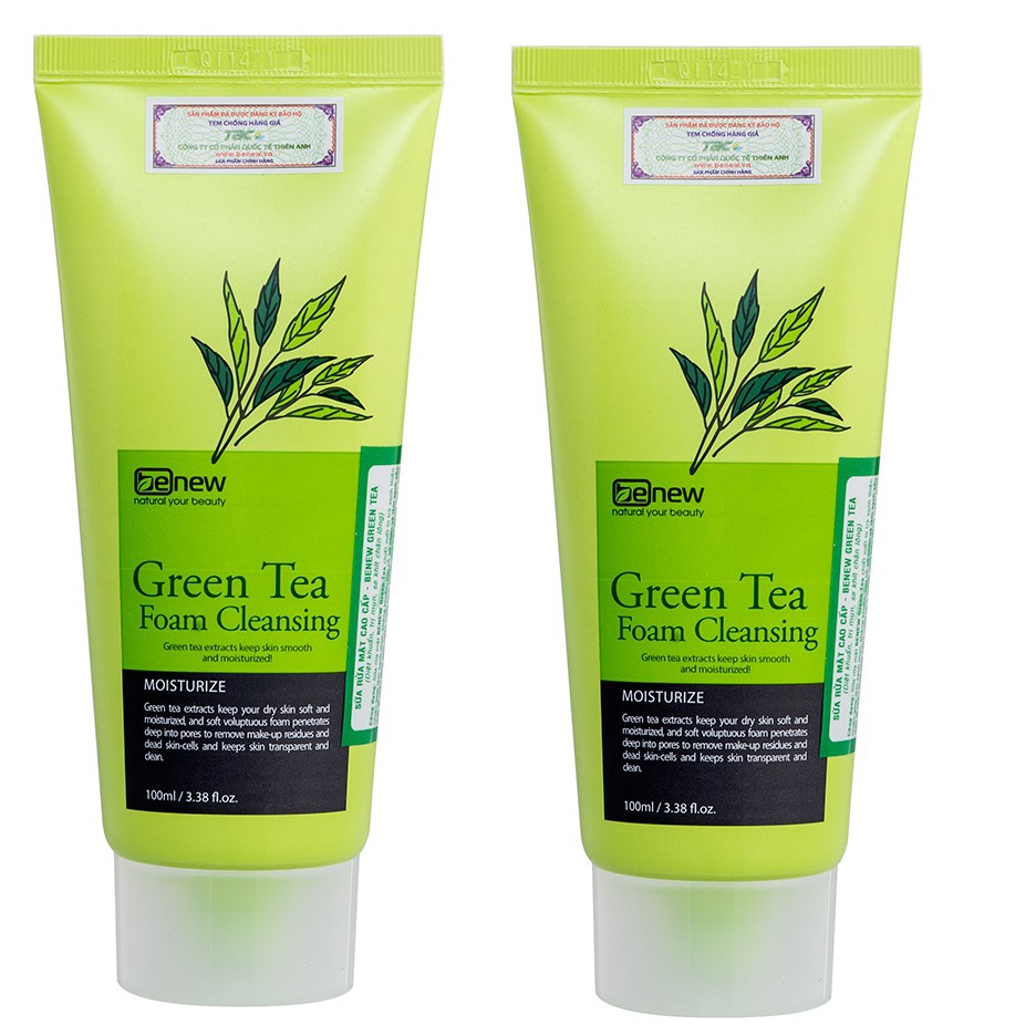 [ HÀNG CHÍNH HÃNG] Combo 2 Hộp Sữa Rửa Mặt Trà Xanh Sạch Mụn Sạch Da Green Tea Foam Cleanser Benew Hàn quốc (100ml/ Hộp)