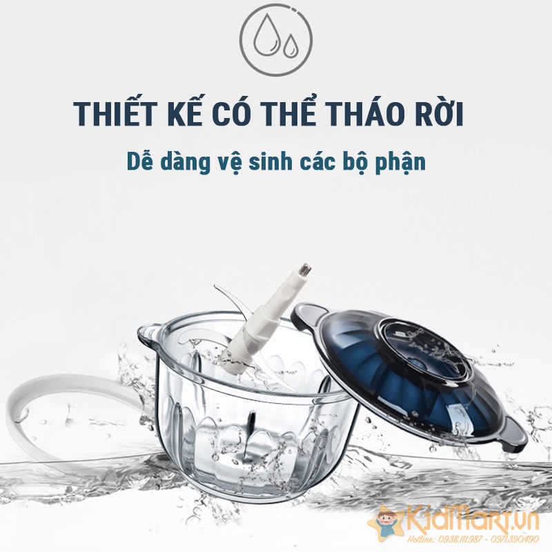 Máy Xay Thịt Đa Năng_Máy Xay Thực Phẩm-Tỏi Ớt-Rau Củ_ Bear QSJ-C03M1 2L_Cam Kết Bảo Hành Chính Hãng 18 Tháng