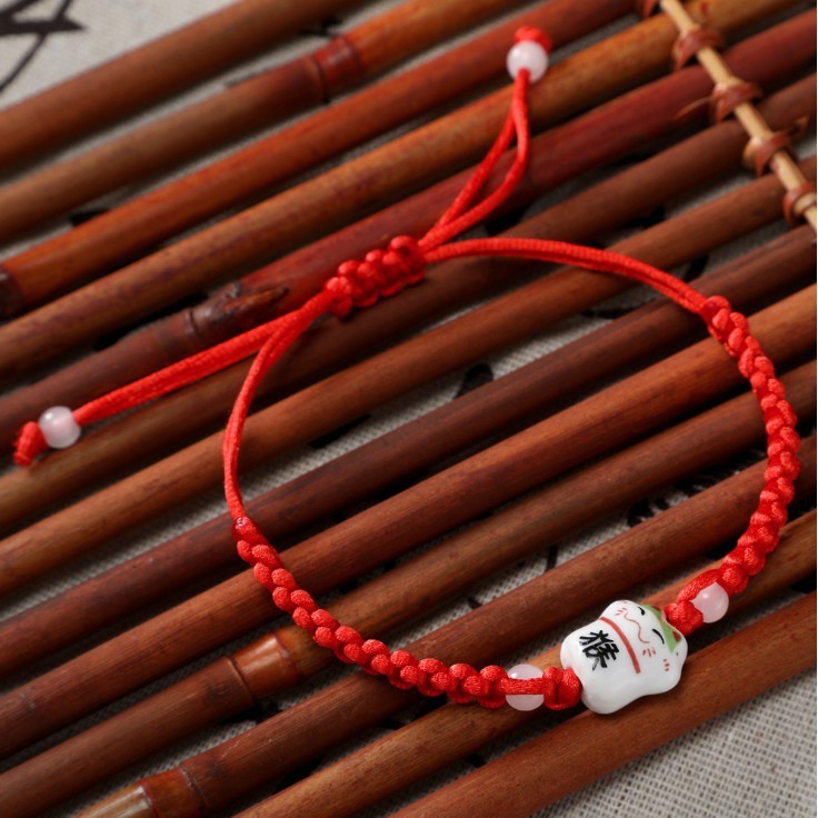 1 Mèo thần tài sứ để làm vòng tay, vòng chân handmade