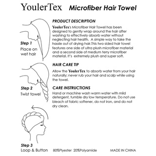 [CHAT TRƯỚC KHI ĐẶT] Khăn microfiber quấn tóc YoulerTex Microfiber khô tóc nhanh, giảm xơ rối