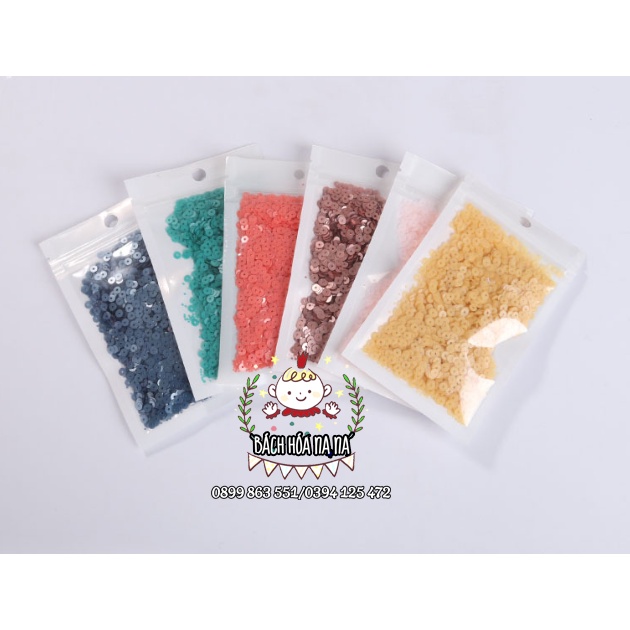 5gr Kim sa tròn Đính Quần Áo, nguyên liệu handmade  kim sa Tròn 3mm - kim sa vảy cá nhiều size- bách hóa na na