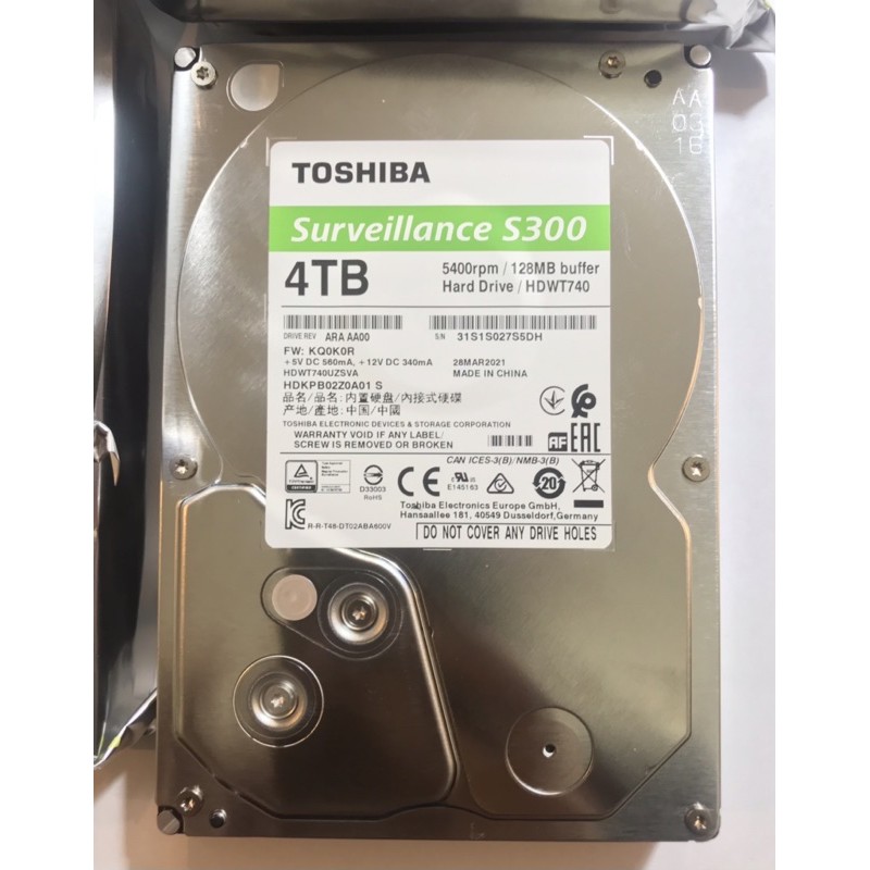 Ổ cứng HDD 4TB TOSHIBA SURVEILLANCE S300