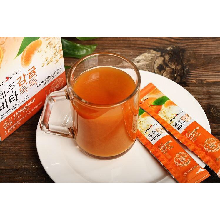 Nước ép quýt Sanga Jeju Tangerine Vita Tok Tok hộp 30 gói - Thanh lọc, giảm cân, tăng sức đề kháng, tăng cường miễn dịch