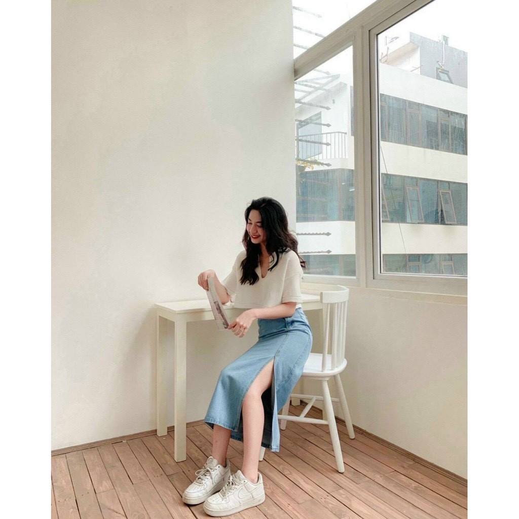 Áo croptop Hagu tay ngắn Khoét ngực cổ V Thời trang Sành điệu style trẻ trung năng động