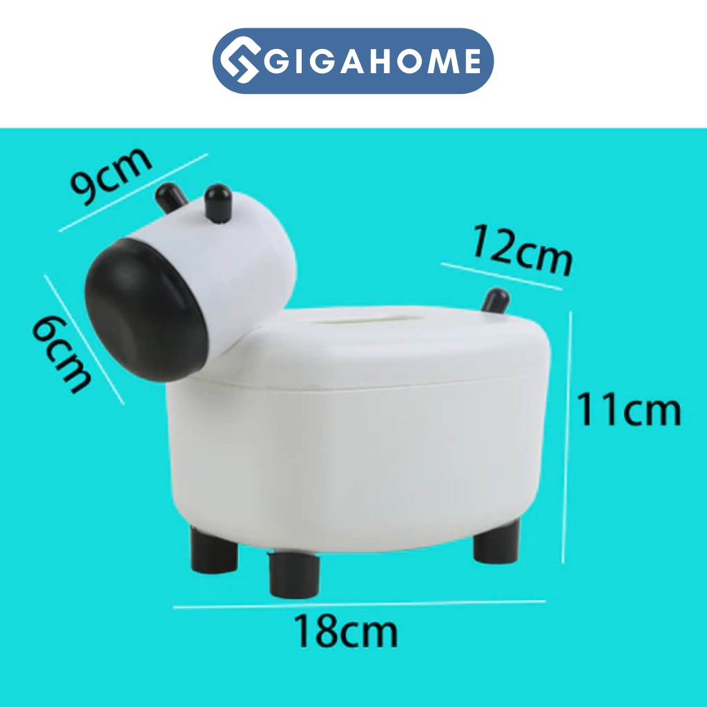 Hộp Đựng Khăn Giấy Hình Bò Sữa Để Bàn Ăn GIGAHOME Kiêm Lọ Đựng Tăm 9601