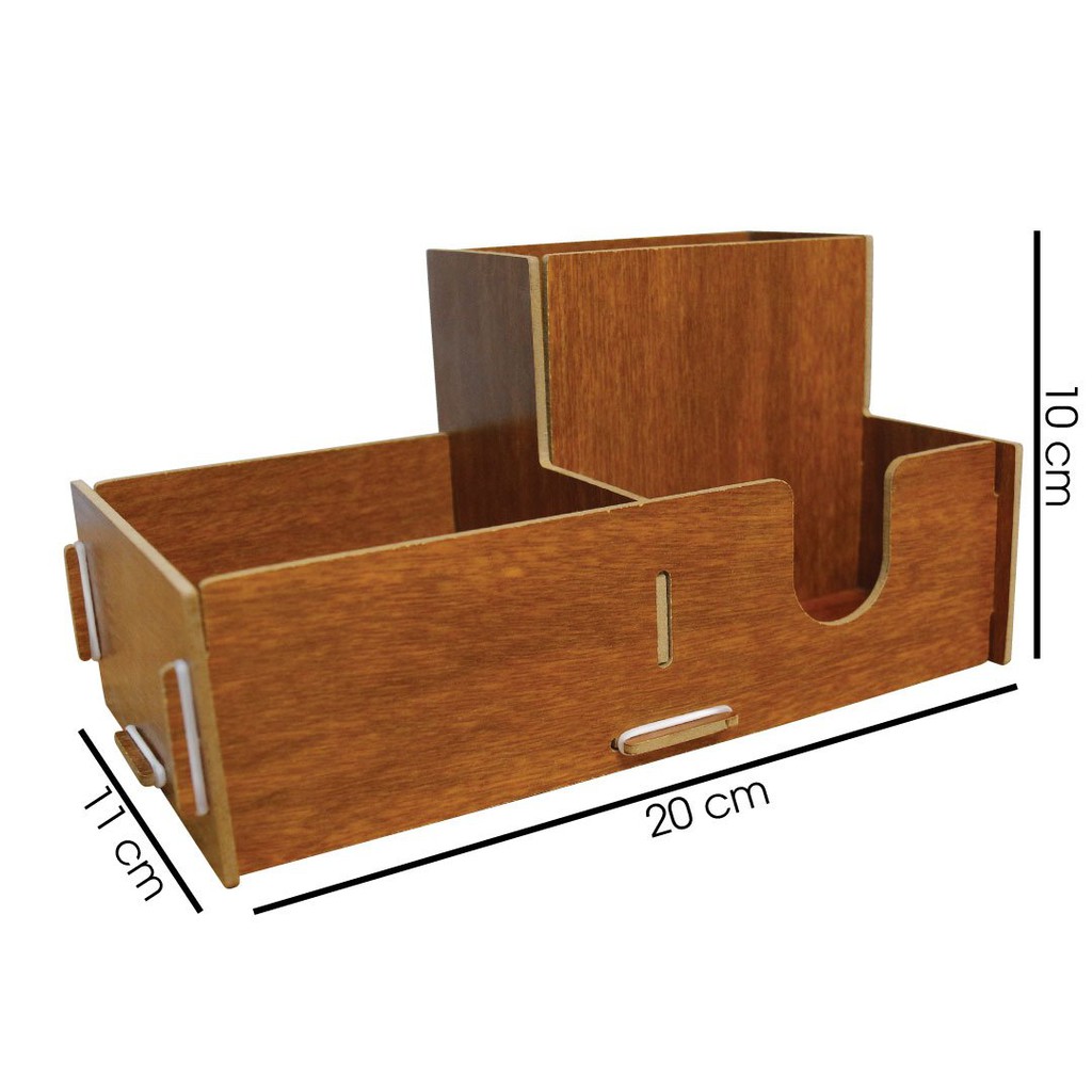 Kệ đựng bút/ mỹ phẩm/ cọ trang điểm/bông tẩy trang bằng nhựa giả gỗ siêu bền đẹp kích thước 11cm*20cm*10cm