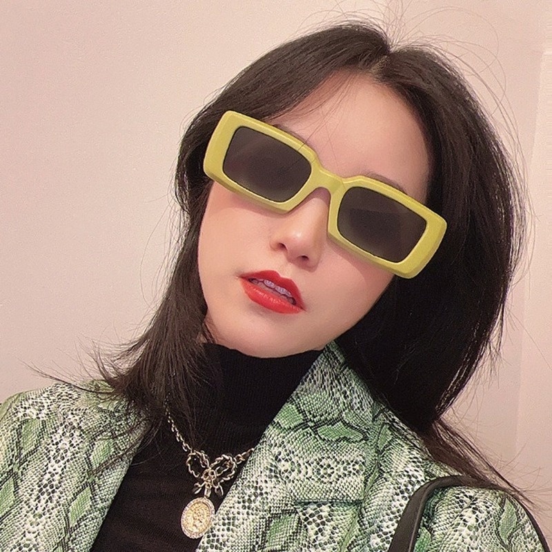 (KIQI-FASHION) COD Kính Mát Hình Chữ Nhật Chống Tia Uv400 Phong Cách Hip Hop Thời Trang Cho Nữ