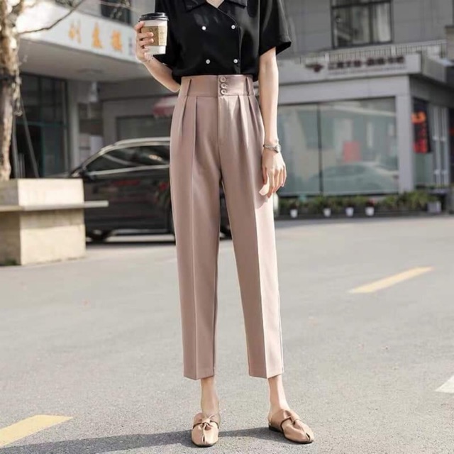 [Mã FAMAYWA giảm 10K đơn 50K] Quần baggy cạp cao 3 cúc công sở đi học lưng cao | BigBuy360 - bigbuy360.vn