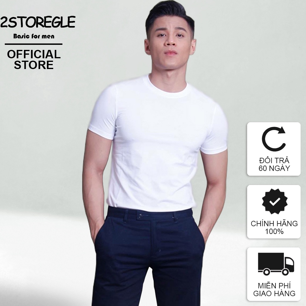 Áo Thun Nam Trắng Trơn 2STOREGLE Chất Mịn Thoáng Mát Không Xù Lông Không Bai Gião