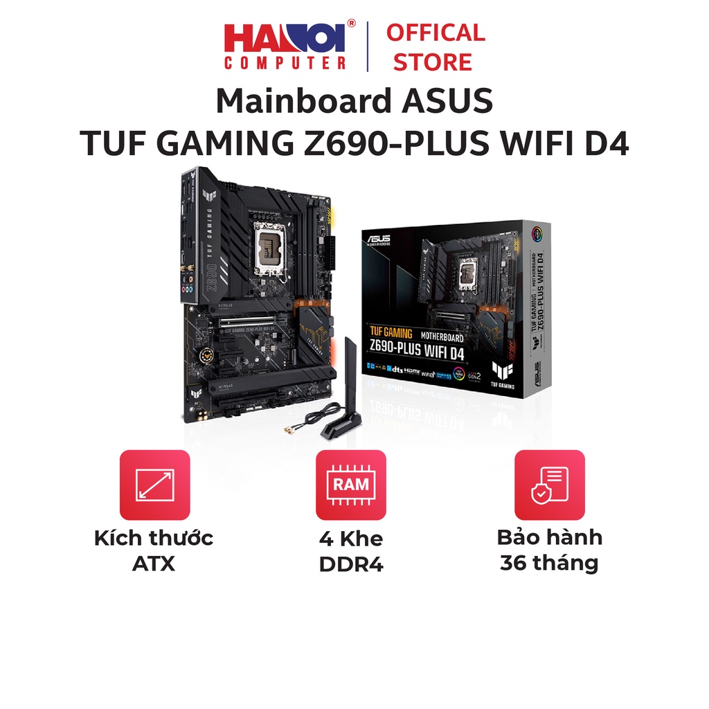 Mainboard ASUS TUF GAMING Z690-PLUS WIFI D4 (Intel Z690, Socket 1700, ATX, 4 khe RAM DDR4)