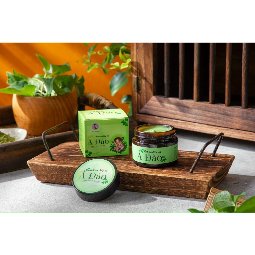 Tặng cọ_Mặt Nạ Rau Diếp Cá Ả Đào Dưỡng Da Giảm Mụn/ Mặt Nạ Diếp Cá Handmade Mộc Nhan Thải Độc, Giảm Sưng Đỏ Nhanh Chóng