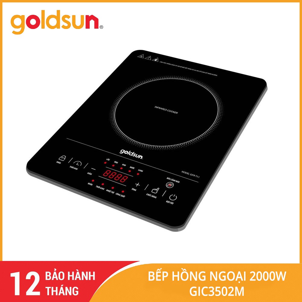 Bếp hồng ngoại Goldsun GIC3502M công suất 2000W dùng cho mọi loại nồi chảo - Hàng chính hãng, bảo hành 12 tháng