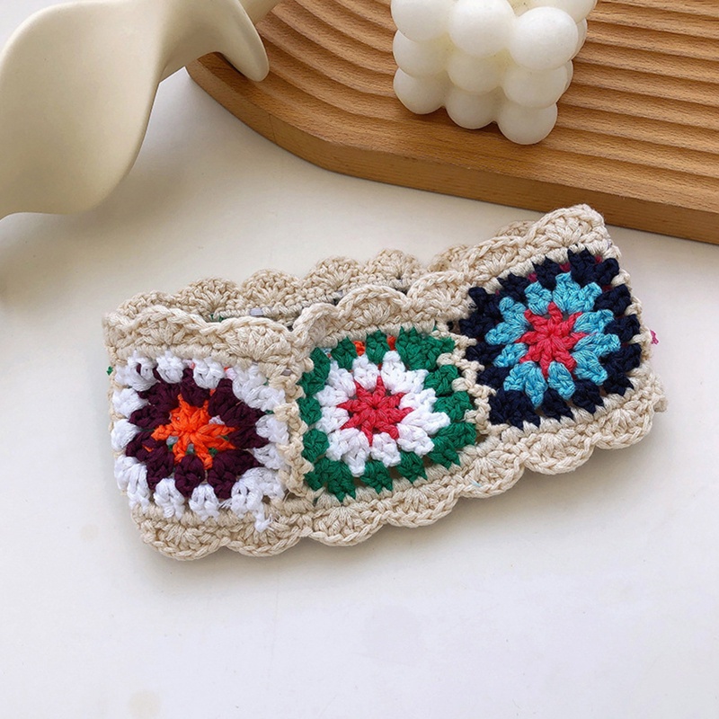 Brroa Băng Đô Đan Móc Nhiều Màu Sắc Họa Tiết Dễ Thương Cho Tuổi Teen Kerchief