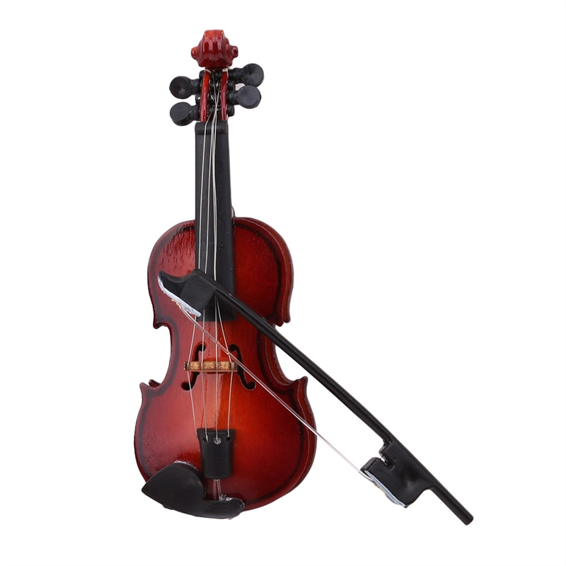 Mini Musical Instrument Handmade Violin Model with Box Music Training Decoration