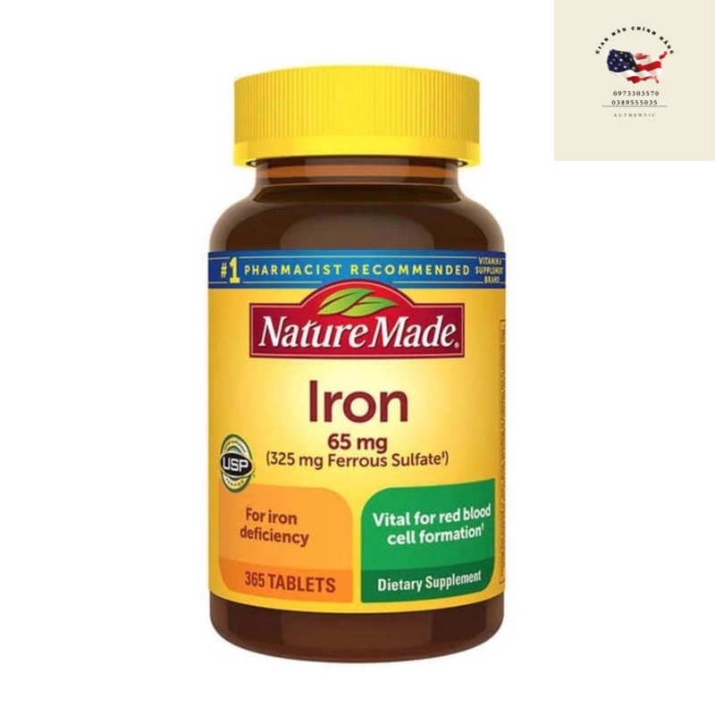 [Hàng Mỹ]date10//2025 viên uống sắt Iron nature Made 365viên