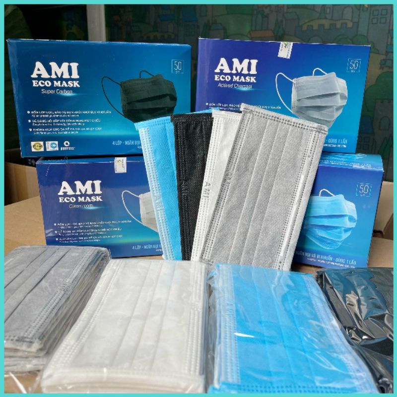 Hộp khẩu trang y tế 4 lớp AMI  đủ màu