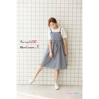 Váy yếm dáng dài dây cột ca rô  V07