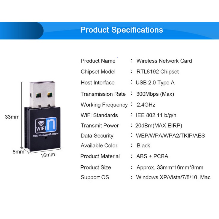 USB wifi -usb thu sóng wifi cực mạnh tốc độ 300Mbps cho máy tính, laptop (Không râu) - BIG BANG VIỆT NAM