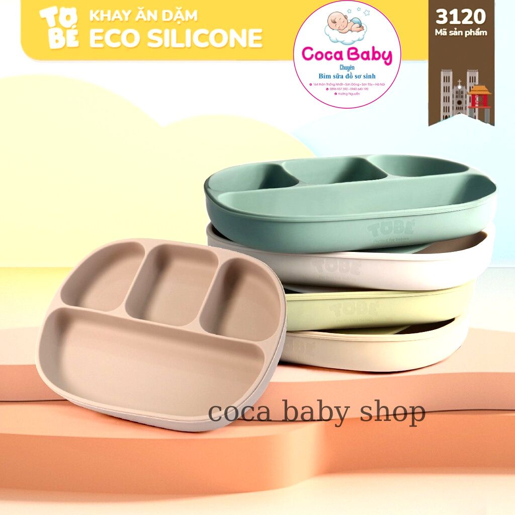 Khay ăn dặm  TOBÉ Eco Silicone chống đổ chất liệu cao cấp an toàn cho bé