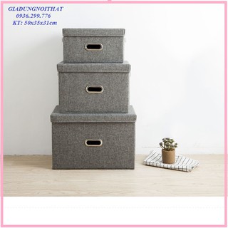 RE0076 Hộp vải đựng đồ xếp gọn 50x35x31cm - Hộp đựng đồ bằng vải