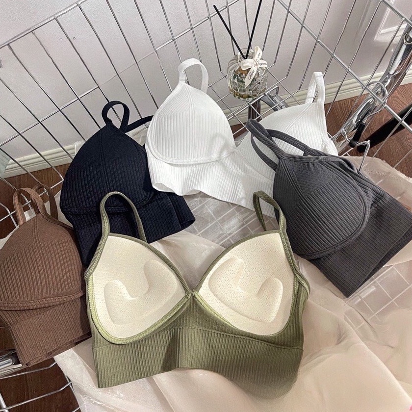 Áo bra 2 dây tập gym - Áo ngực không gọng hở lưng - Bra nữ chất cotton có mút mỏng VALICA B614