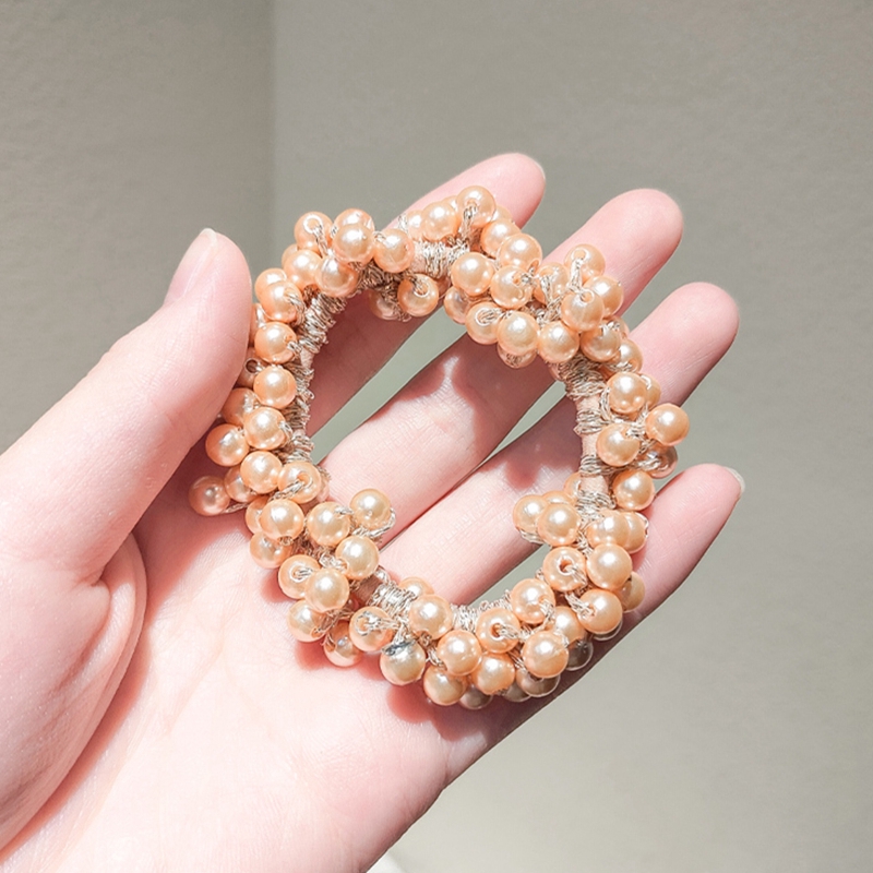 Elegant Pearl Hair Ties Beads Girls Scrunchies Rubber Band Ponytail Holders Hair Accessories