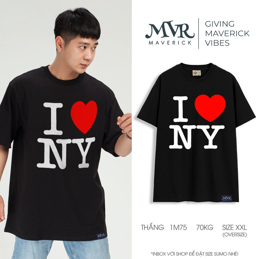 Áo thun nam nữ form rộng thun cotton thoáng mát tôi yêu newyork cổ điển tặng người yêu MVR KK3965