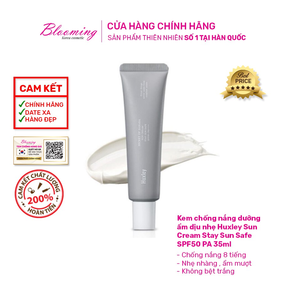 Kem chống nắng bảo vẹ và dưỡng ẩm dịu nhẹ cho da Huxley Sun Cream Stay Sun Safe 35ml SPF 50+ PA+++