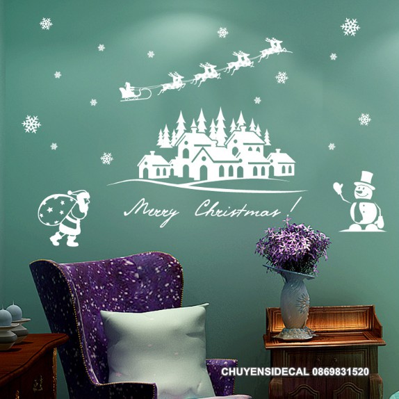 Decal dán tường Noel - Ngôi Làng Tuyết Rừng Thông