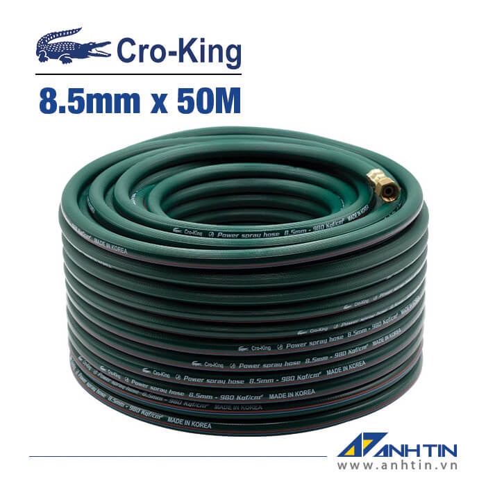 Dây phun áp lực CRO-KING | Ống hơi PVC CRO-KING 8.5mm x 50M | Áp lực làm việc 70 Bar