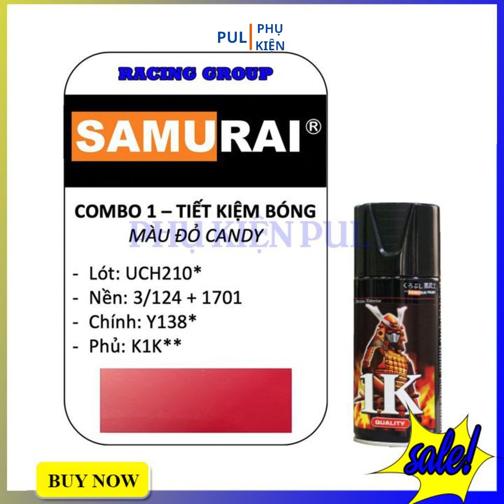 Sơn samurai màu đỏ candy Y138 làm mới đẹp xe bám tốt chống gỉ sét hàng chính hãng