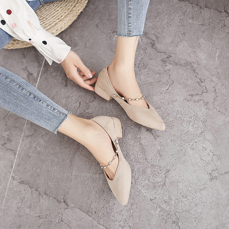 Giày Thuyền Đế Bằng Mũi Nhọn Cho Nữ Và Văn Phòng (Màu Hạt Dẻ)