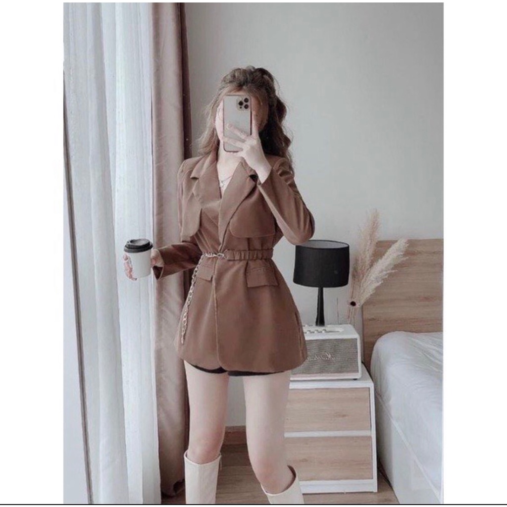 ÁO KHOÁC VEST XÍCH PHỐI ĐAI THẮT EO SIÊU PHẨM MỚI TRÌNH LÀNG NĂM NAY-LĐ