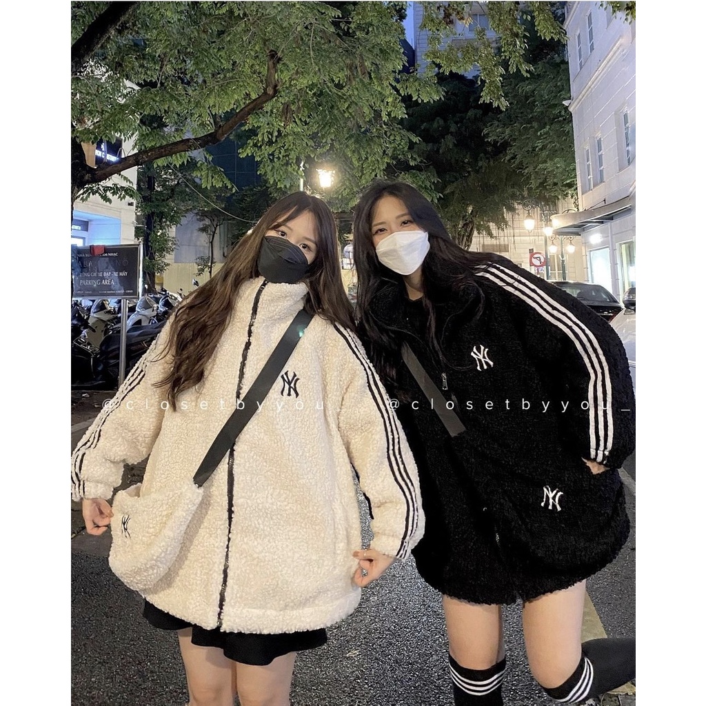 Áo khoác lông cừu NY unisex hàng quảng châu phong cách ullzang