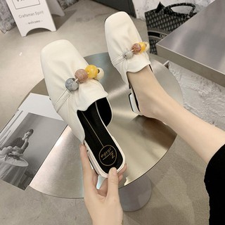 Giày sục nữ da mềm đính hạt