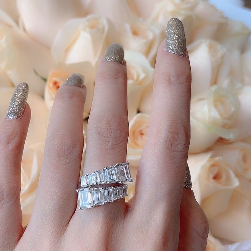 Nhẫn ETRENDY đính đá zircon lấp lánh phong cách sang trọng cá tính thời trang cho nữ bán sỉ