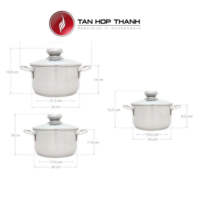 BỘ NỒI FIVESTAR 3 COOL NẮP KÍNH INOX 430