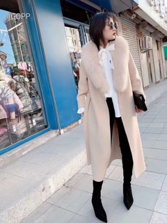 Áo dạ dáng dài cổ lông ( cam kết hàng loại 1)