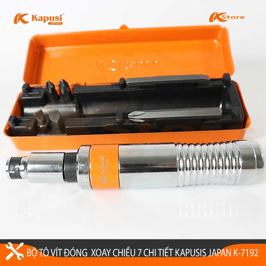 BỘ TÔ VÍT ĐÓNG ĐẢO CHIỀU 7 CHI TIẾT CAO CẤP KAPUSI JAPAN K-7192, TUA VÍT ĐÓNG NHẬT BẢN - TUA VÍT ĐA NĂNG