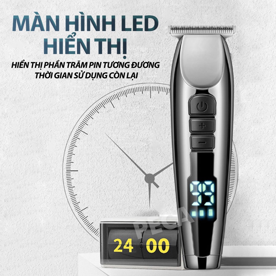 Tông đơ chấn viền Kemei KM-929 điều chỉnh 3 mức tốc độ có màn hình LED hiển thị sạc nhanh USB - Hàng chính hãng