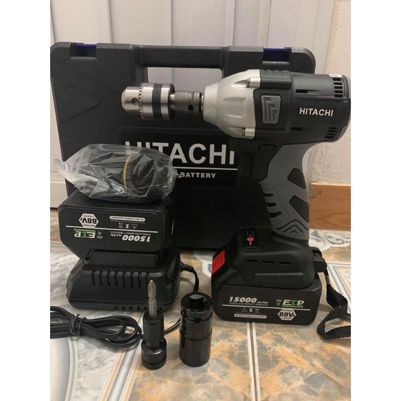 Bộ Siết bulong Hitachi 99V không chổi than  trong 1 - 2 PIN TẶNG ĐẦU CHUYỂN VÍT