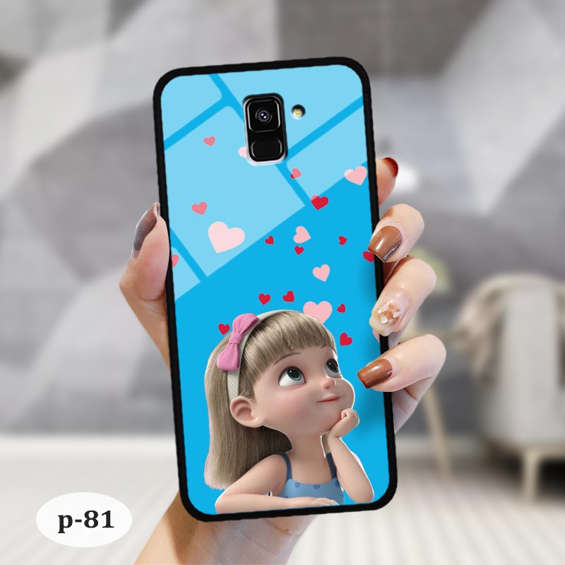 Ốp lưng kính 3D Samsung A8 Plus 2018- hình cute