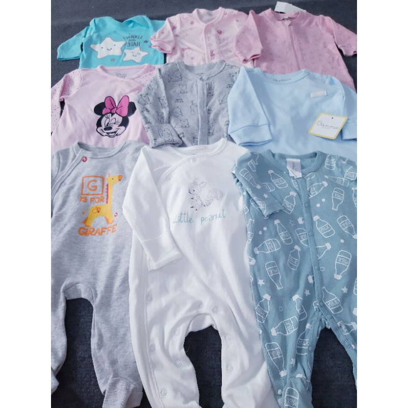 Sleepsuit (mặc nằm điều hòa) bodysuit bộ body dài tay xuất dư các hãng cho bé