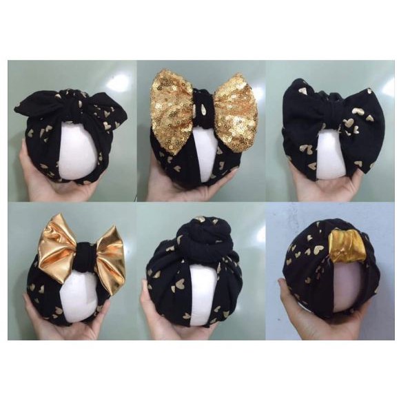 Nón turban cho bé freesize từ 5-12 ký (kèm tóc giả)