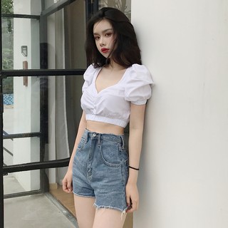 áo croptop tay phồng quảng châu order mã 7835