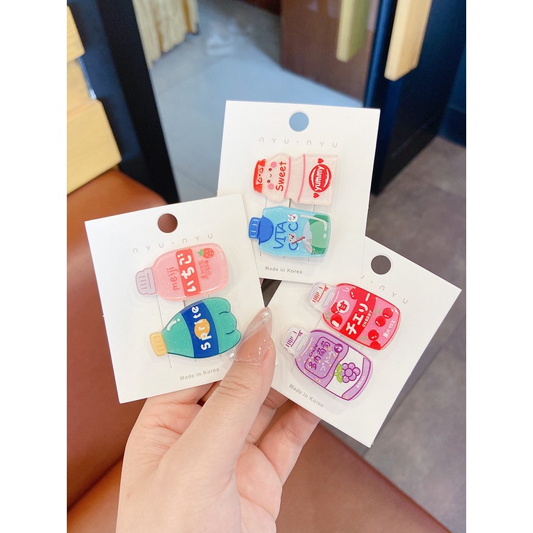 Set 10 Kẹp Tóc Hình Chai Nước Hoạt Hình Xinh Xắn Cho Nữ